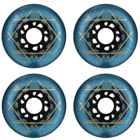 NJIEzhao Rollschuhrollen 88A PU verschleißfeste Inline-Skate-Räder, 4 Stück, 72 mm, 76, 80 Rollen for Rollschuh-Skateboard-Wave-Board(Blue 76mm 4Pcs)