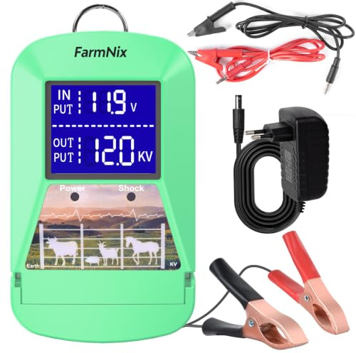 FarmNix Weidezaungerät 12V 3J LED Anzeige Elektrozaun 24KM Netz Batterie Solar