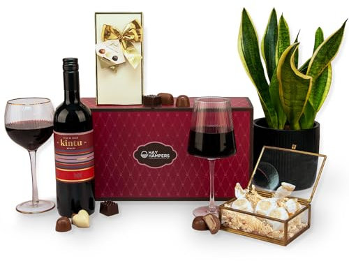 Red Wine & Chocolate Gift Hamper - Merlot Red Wine, Chocolates, Pralines – Birthday Gift for Men, Birthday Gift for Women, Gift for Couples, Red Wine and Chocolate Hamper - by Hay Hampers