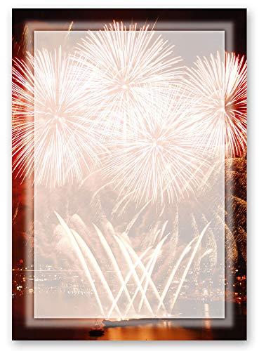 20 Blatt Briefpapier Besondere Anlässe FEUERWERK AM HAFEN - DIN A4 Format - Paper-Media