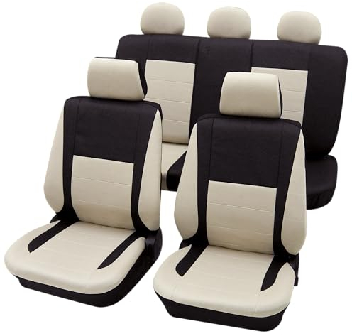 PETEX Auto Sitzbezüge Universal Komplett Set 17-teilig - Elegance beige, Eco Class mit SAB 1 Vario Plus