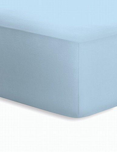 schlafgut Jersey-Elasthan Boxspring Spannbetttuch, Baumwoll-Mischgewebe, Aqua, 220 x 150 cm