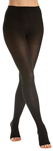 Relaxsan M2180A (Schwarz, Gr.3) Orthopädische Kompressionsstrümpfe aus Mikrofasern Kompressionsklasse 2 - K2 offene Zehe