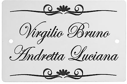 Guizzo Creart Placa con agujeros de cerámica grabada al láser con griegas decorativas - Placa personalizable - Color blanco lechoso - Producto artesanal y fabricado en Italia