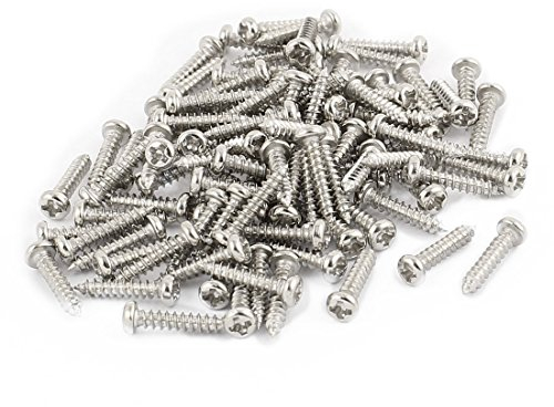 sourcing map 100pcs M2 x 10mm Stainless Steel Phillips Pan Round Head Self Tapping Screws