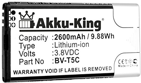 Akku-King Akku kompatibel mit Nokia BV-T5C - Li-Ion 2600mAh - für Microsoft Lumia 640, RM-1073