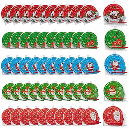 THE TWIDDLERS 50 Mini Weihnachten Flipper Pinball Spielzeug für Kinder, 6cm - Mitgebsel Adventskalender Kindergeburtstag