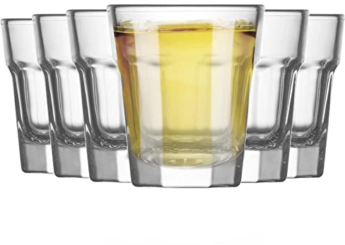 LAV 12x Clear 45ml Aras Shot Glasses - Small Vodka Tequila Jelly Cocktail Mini Dessert Party Drinking Glass Cups Set