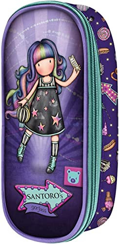 Federmäppchen kompatibel mit Santoro London Gorjuss Up and Away Schule Reißverschluss Geldbörse + Gratis Schlüsselanhänger Pailletten + Gratis Glitzer-Stift, mehrfarbig