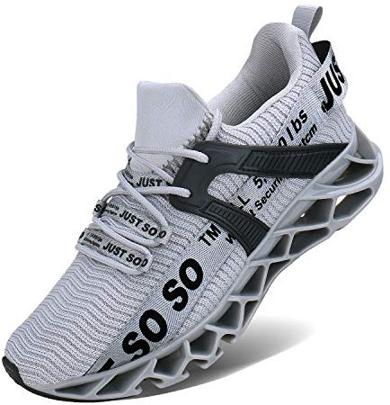 JSLEAP Sportschuhe Herren Laufschuhe Damen Turnschuhe Freizeitschuhe Atmungsaktiv Sneakers Mode Straßenlaufschuhe (2 Grau,Größe 45 EU/275 CN)
