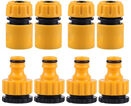 BuxiuGK 8 Piezas Conectores de Manguera Plástico,4 Piezas Conector Rápido Manguera 1/2,4 Piezas 3/4 y 1/2 2 in 1 Adaptador de Grifo roscado Exterior Conector de Manguera