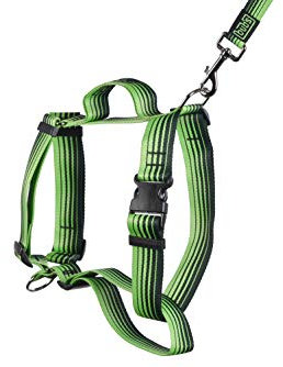 Bub's® Großes Hundegeschirr mit Griff, H-Form, Brustgeschirr für Hunde (groß mit Griff, grün)