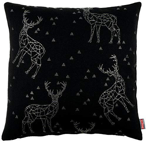 Hossner Kissenhülle Kissenbezug Oslo Hirsch schwarz Silber 40x40cm