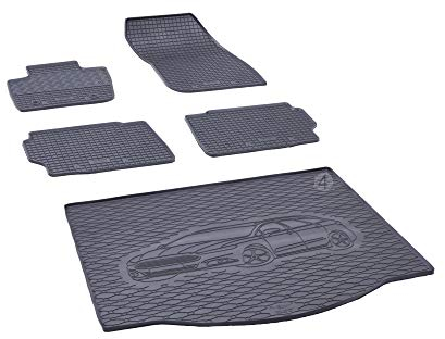 Kofferraumwanne und Gummifußmatten passgenau geeignet für Ford Mondeo Mk5 Kombi ab 2014 Farbe Schwarz + Gurtschoner