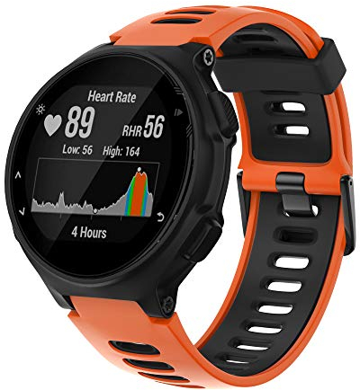 ANBEST Armband für Garmin Forerunner 735XT/235 Uhrenarmband, Sport Ersatzarmband aus Silikon für Forerunner 220/230/620/630/Approach S20/S5/S6, Orange/Schwarz