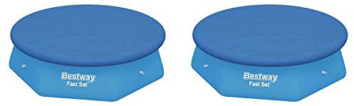Bestway Flowclear Fast Set di 2 coperture rotonde per piscina, in PVC, con fori di drenaggio, per piscina fuori terra