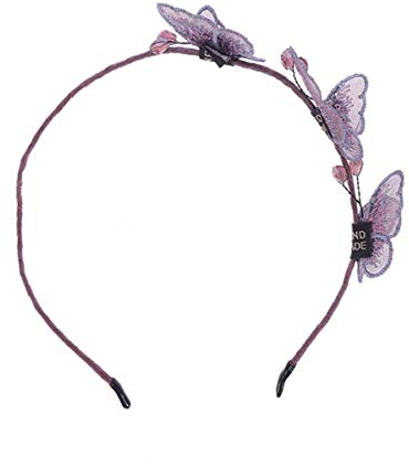 FRCOLOR Schmetterling Haar Reifen Kristall Stirnband Perle Haarband Schmetterlinge Kopfbedeckung für Frauen Mädchen Lila