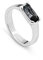 Uno de 50 Bague en argent sterling avec verre de Murano noir de forme ronde