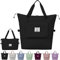 Faltbare Reisetasche mit großem Fassungsvermögen, tragbar, faltbar, leicht, wasserdicht, Oxford-Gewebe, Reisetasche, für erweiterbaren Wochenendsport, Fitnessstudio, Urlaub, Schwarz , L