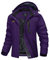 MAGCOMSEN Damen Winddicht Outdoorjacke Softshell Winterjacke mit 4 Taschen Frauen Fleece Gefüttert Übergangsjacke Warme Wandern Trekking Jacke Wasserdicht Regenjacke Dunkelviolett XL