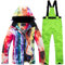 WYOUTDOOR Skianzug für Damen, Winterjacke und Skihose, bunt, Snowboard, Jacke und Hose mit Trägern, wasserdicht, mit Kapuze, Schneeanzug, Grün, M