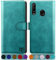 SUANPOT for Huawei P30 Lite case with [Credit Card Holder][RFID Blocking],PU Leather Flip Book Protective Cover Women Men for Huawei P30 Lite Phone case Blue Green