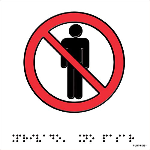 Placa prohibido pasar braille en aluminio blanco