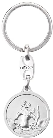 Fritz Cox Schlüsselanhänger Christophorus modern | mit Rand | silber | 3cm