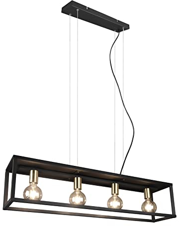 Reality Leuchten Pendelleuchte Vito R30194032, Metall Schwarz matt, exklusiv 4x E27