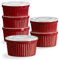ONEMORE Porcelain Ramekins Set with Lids Set of 6, 8 OZ Ramekin Dishes for Creme Brulee Soufflé, Oven Safe, Red