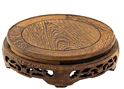 TOMYEUS Vase Bonsai Stand Wood Style Round Veneer Vase Base For Vase Lamp Teapot, Home Decoration Display Stand Buddha Statue Teapot Base 3 Different Sizes Plant Display Pedestal (Size : Large)