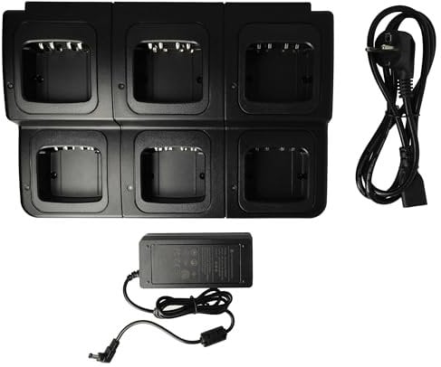 vhbw Caricabatterie 6 vani compatibile con Motorola P8600, DP4800, GP328D, DP4801 batterie per radio - Stazione di ricarica + alimentatore