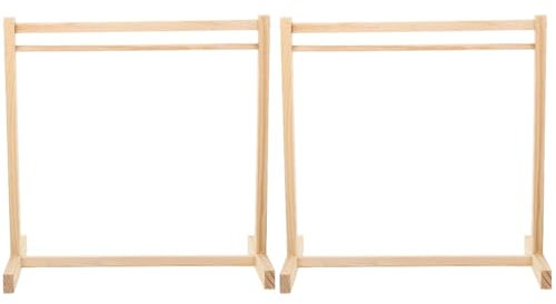 NUOBESTY 2pcs Mini Wooden Doll Hangers Doll Clothes Age 3+ Stands Tiny Display Racks for Kids Miniature House Toys