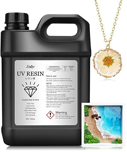 UV Harz - 2,000g Kristallklarer Kleber, Verbessertes Ultraviolett Härtendes Epoxidharz für die Schmuckherstellung, Harz Kunsthandwerk - Geruchsarmer UV Kleber Resin zum Gießen, DIY-Harzformen, Basteln