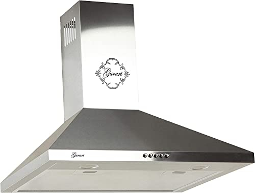 Gurari 147 Inox 60, Hotte aspirante murale 60 cm •1000m³/h•Hotte murale Luxe fabricant Gurari • 3 vitesses •1000m³/h •LED •Hotte Noir •Métal noir •Recirculation possible