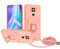 Zallagre Funda con Cuerda Compatible con Redmi Note 9,[2 Packs Cristal Templado],Ranura para Tarjetas,Cubierta de Cámara Deslizante Proteger,360 Anillo Soporte-Rosa
