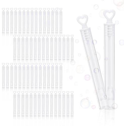 60 Stück Seifenblasen Hochzeit Wedding Bubbles Seifenblasen Klein mit Herzgriff Seifenblasen Herzgläschen Set für Hochzeit und Geburtstagsfeier, Hochzeitsdeko (Leeren Flaschen, Keine Seifenlösung)