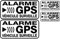 4 pezzi adesivi di allarme GPS veicolo controllato sicurezza auto per prevenire il furto adesivo interno auto moto scooter camion camper (NERO)