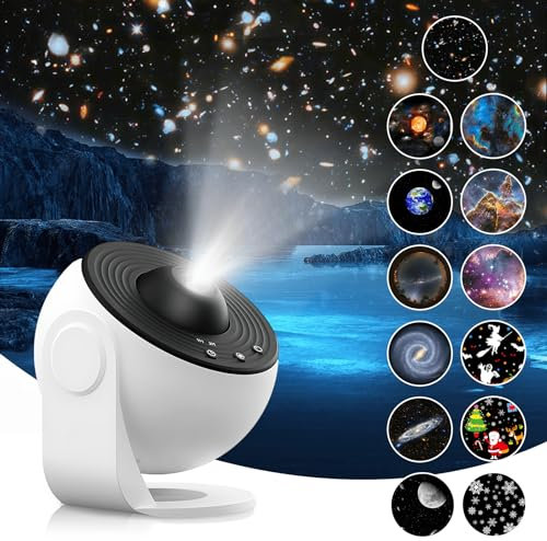 Mative Planetarium Star Projector, 13 Galaxy Discs Starry Sky Night Light for Kids Bedroom Ceiling Home Living Room, 360 ° Rotation&Timing Design(Additional Christmas Holloween)