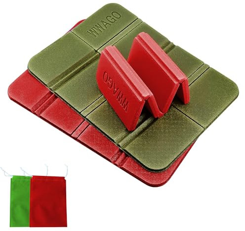 FRXAEZTG 2er Sitzkissen Outdoor Faltbar, Tragbar Wasserdichtes Sitzkissen Sitzunterlage Outdoor Kinder Sitzmatte für Outdoor Spielplatz Garten Stadion Jagd Camping Wandern Picknick (Rot+Grün)