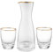 BUTLERS Karaffe1 lt mit 2 Gläser 300ml mit Goldrand und Rillen Vintage Gläser - GOLDEN TWENTIES - Wasserkanne aus mundgeblasenem Glas | Trinkgeschirr Glaskanne für Tee, Wasser, Saft