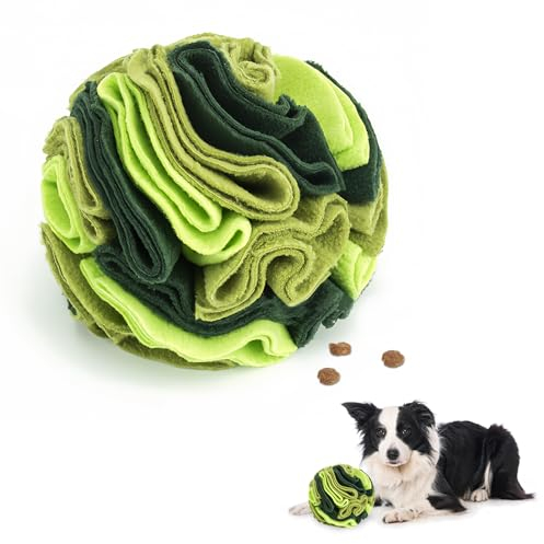 Andiker Dog Snuffle Ball, Interactive Dog Toys Ball Dog Brain Stimulating Puzzle Toys for Dogs Enrichment Game Feeding Mat Slow Feeder Stress Relief Toy (Green)