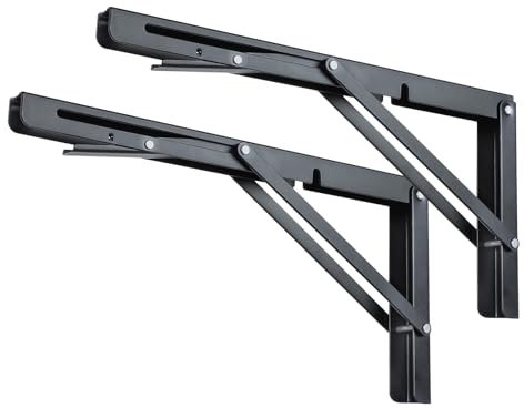 Toirxarn Folding Shelf Brackets Black 24 Pack of 2 – Heavy Duty Wall Mounted Foldable Shelf Support for Garage, Kitchen, Workbench, RV, Outdoor – 80kg Load Capacity, Cold Rolled Steel