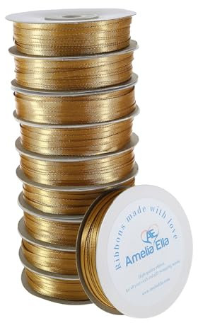 AE Amelia Ella Doppelseitiges Satinband, 500 m x 3 mm breit, 10 x 50 m Spulen, für Kunsthandwerk, Geschenkverpackungen, Nähen, Verzierungen