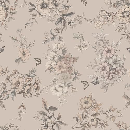 myforHD Papier Peint Auto-adhésif Fleuri Feuilles 44cmX300cm Vintage Autocollant Amovible PVC Vinyle Film Imperméable Meuble Decoratif Salon Salle de Bain Chambre Armoire