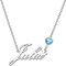Kraven Damen Kette mit Namen Blauer Geburtsstein-Anhänger Halskette Namenskette Geschenk Personalisiert Damenkette Buchstaben Kette Geschenkidee für Frauen Teenager Mädchen Tochter (Julia)
