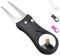 ibera gifts - Golf Pitchgabel mit magnetischem Golfball Marker personalisiert mit Foto, Edelstahl Pitchfork Golf Pitchgabel, 2,5 cm Bilddurchmesser, in Geschenktasche (Schwarz)