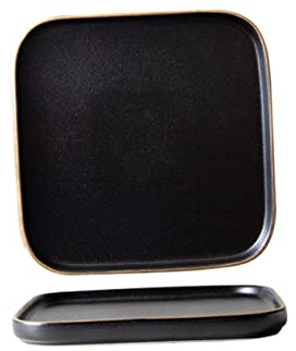 Cabilock 1 Pc Stoviglie in Ceramica Piatto Piatti Da Dessert in Ceramica Piatti Da Dessert Per Insalata Piatti Di Bistecca Piatti Piani in Ceramica Piatti Neri Giapponese Rettangolo Padella