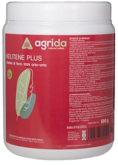 AGRIDA Kelitene BIOLOGICO CHELATO DI FERRO 6% Concime Rinverdente microgranulare anticlorosi agrumi fiori rose gerani frutta cicas contro ingiallimenti fogliari