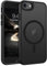 DUEDUE Cover Magnetica per iPhone 7/8/SE 2020/2022[Compatibile con MagSafe], Custodia Opaca per iPhone 8/7/SE Case con Pulsante metallico Ultra-Sottile TPU Silicone Anti-Scivolo, Nero